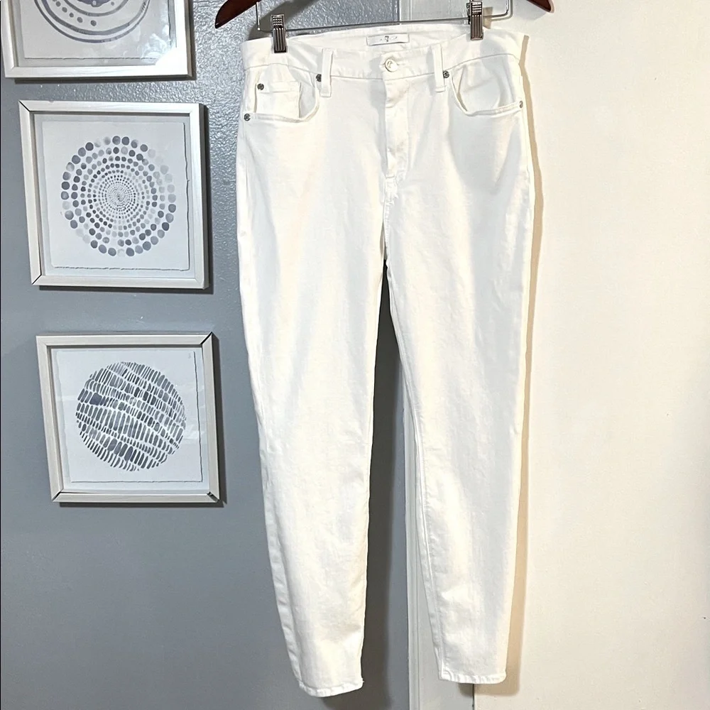 7 For All Mankind Women's Ankle Super Skinny Jeans Size 32 White